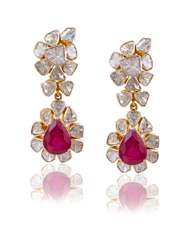 women's gemstone drop earrings-Sanskruti Polki Long Earrings