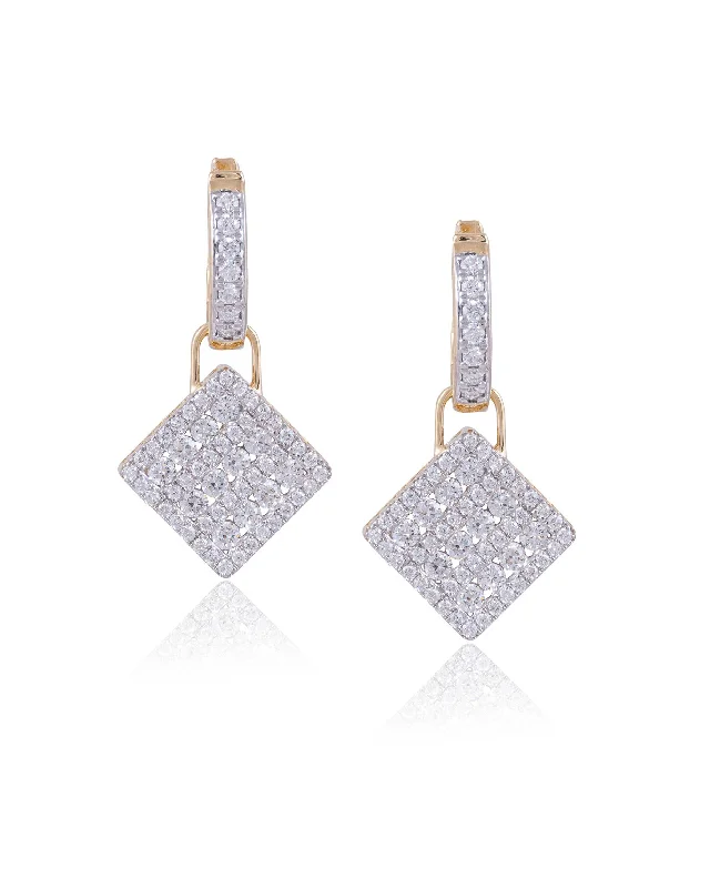 women's floral hoop earrings-Diamond Long Earrings