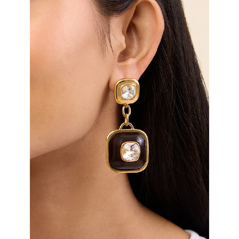 women's charm earrings-Isharya Chunky Crystal in 18Kt Gold Plated Earrings