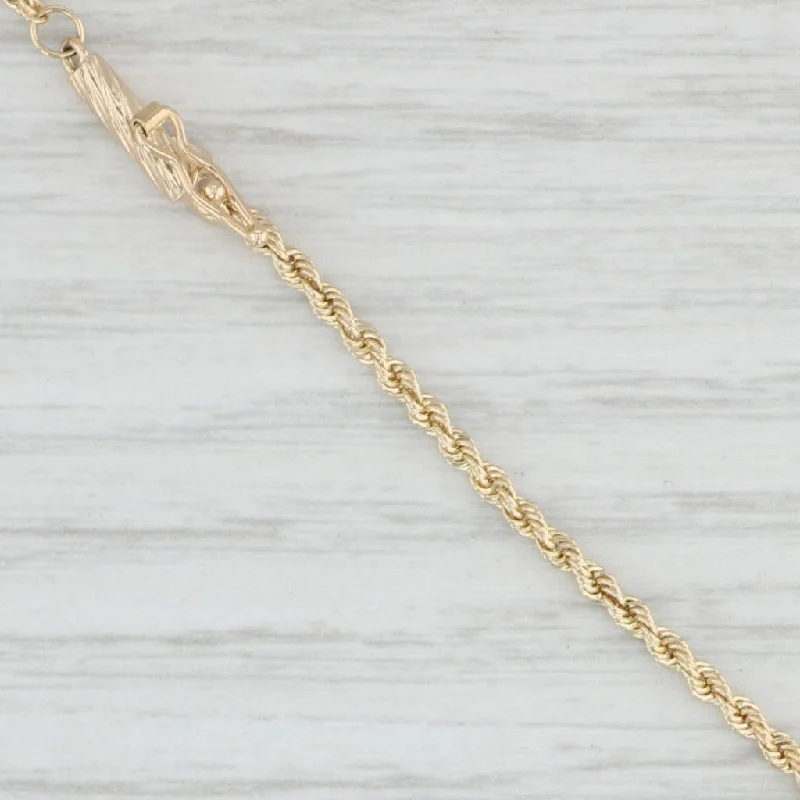 women's engraved necklaces-23.5" 1.8mm Long Rope Chain Necklace 14k Yellow Gold Tube Clasp