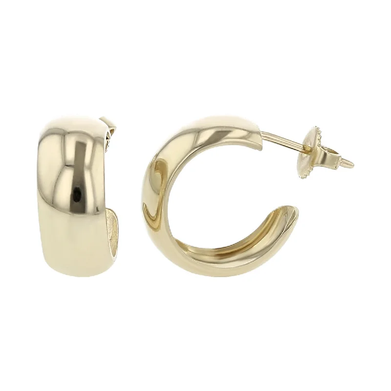 women's small stud earrings-14K Gold Brushed Finish Wide Hoop Earrings