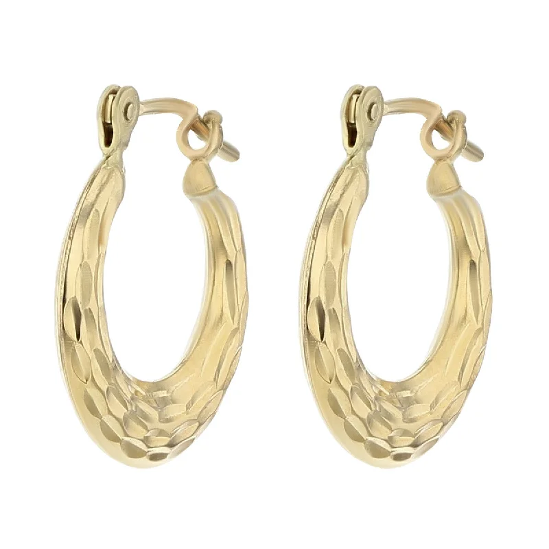 women's diamond dangle earrings-14K Yellow Gold Small Shrimp Hoop Earrings