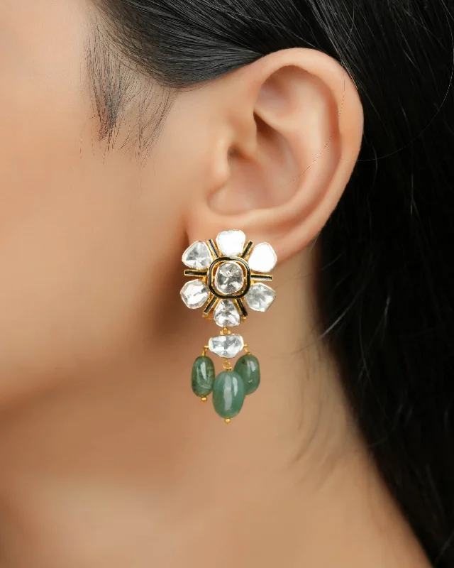 women's vintage stud earrings-Anamika Polki Long Earrings