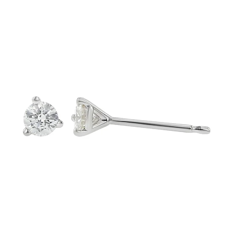 women's gold earrings-14K White Gold Diamond Martini Stud Earrings