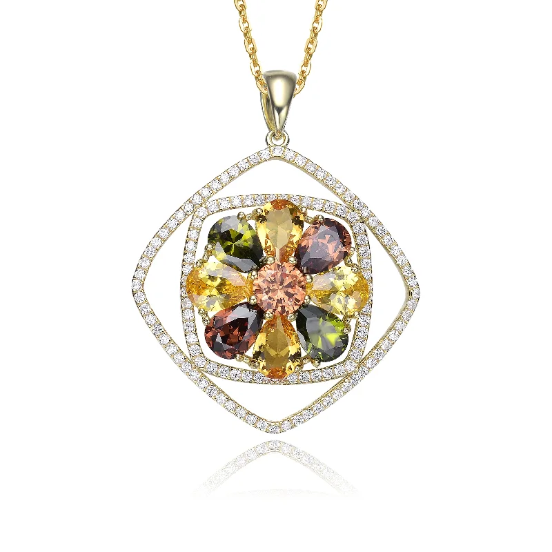 women's crystal necklaces-Anne Midi Flower Pendant Necklace