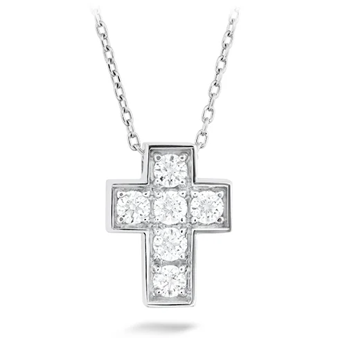 women's personalized name necklaces-Hearts On Fire Divine Mini Cross Diamond Necklace