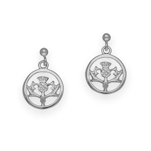 women's high-end earrings-Thistle Drop Earrings In Silver