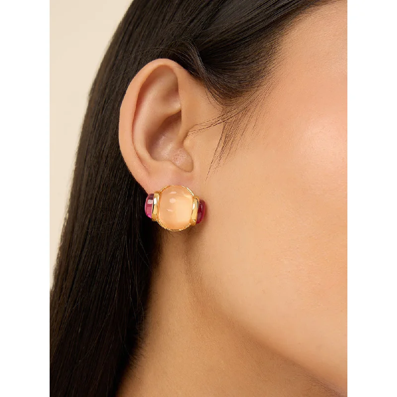 women's crystal earrings-Isharya Pretty in Pink in 18Kt Gold Plated Earrings