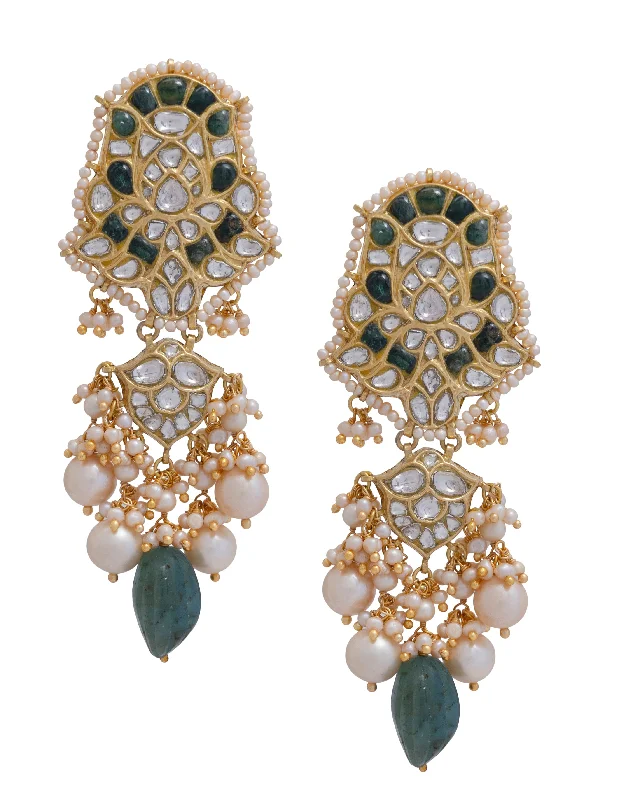 women's hoop earrings-Shivi Polki Long Earrings