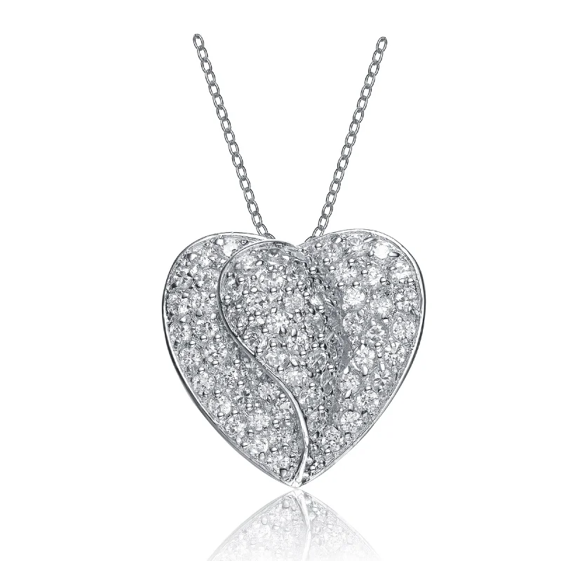 women's chain link necklaces-Sterling Silver Cubic Zirconia Dangling Pendant Necklace