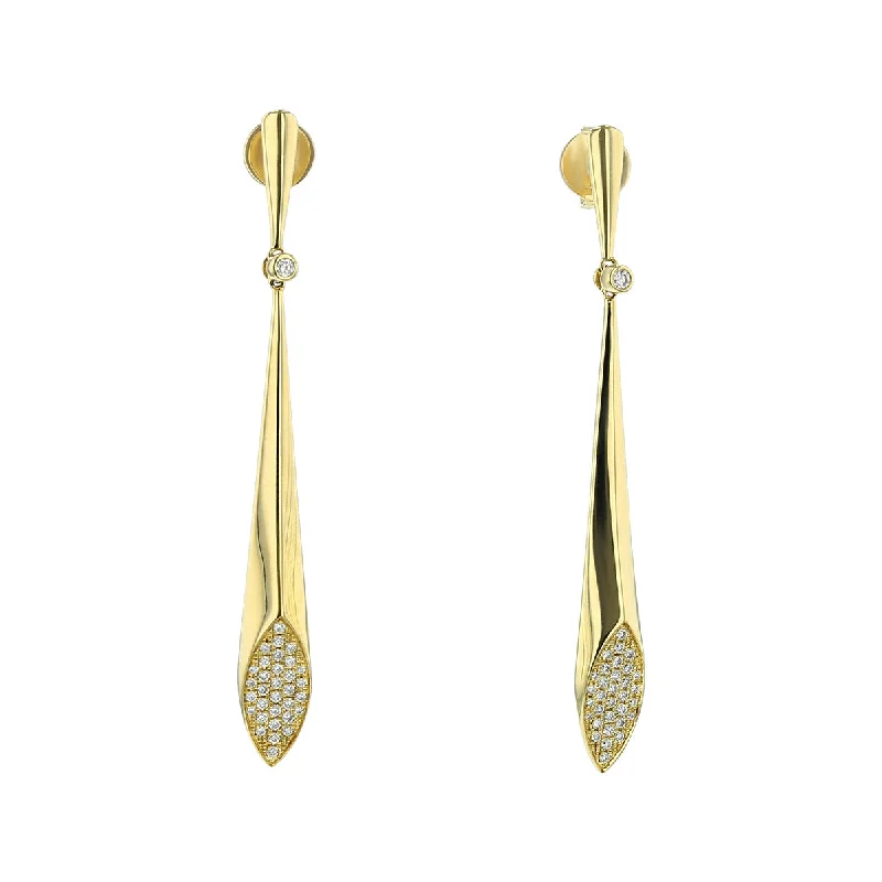 women's diamond dangle earrings-14K Yellow Gold Diamond Drop Earrings