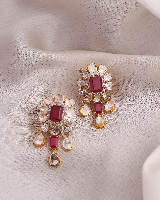 women's chandelier earrings-Harika Polki And Diamond Long Earrings