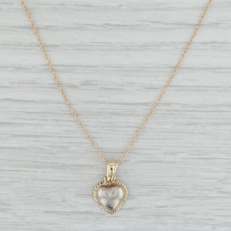 women's infinity necklaces-Heart Pendant Necklace 14k Yellow White Gold 18.5" Rope Chain Necklace