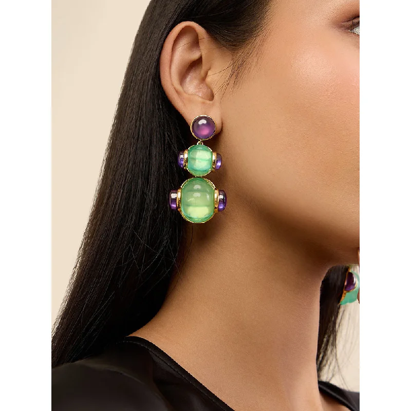 women's minimalist earrings-Isharya Aqua Amethyst in 18Kt Gold Plated Earrings