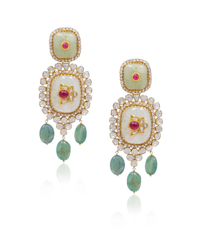 women's large hoop earrings-Aditi Polki Long Earrings