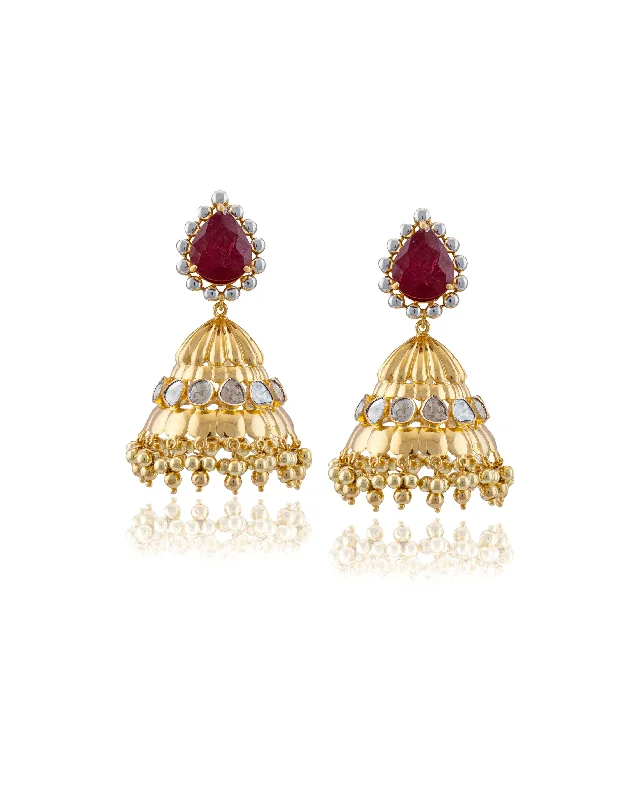 women's beaded earrings-Bhavika Polki Long Earrings