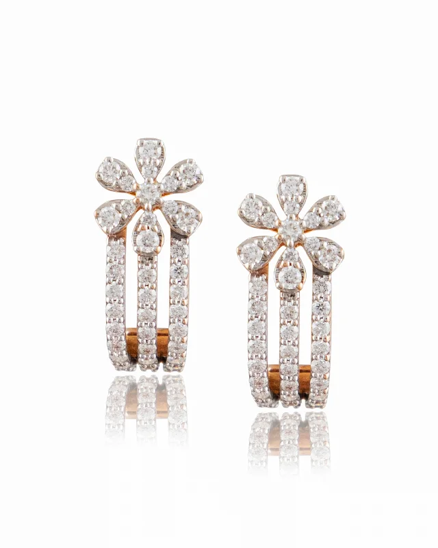 women's long drop earrings-Diamond Long Earrings