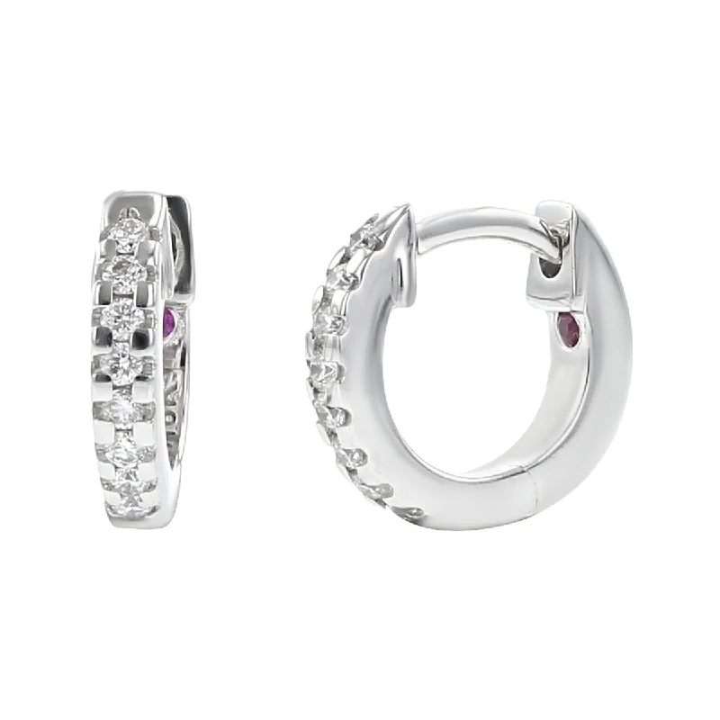 women's sterling silver hoops-18K Extra Small Diamond Hoop Earrings