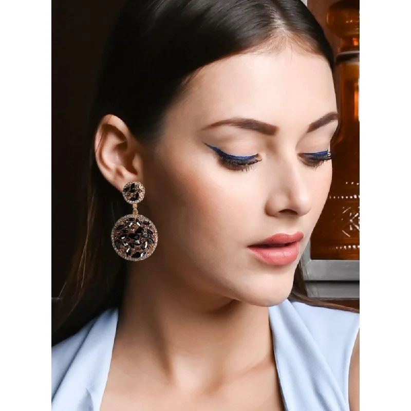 women's drop earrings-Odette Women Black Metal Earrings