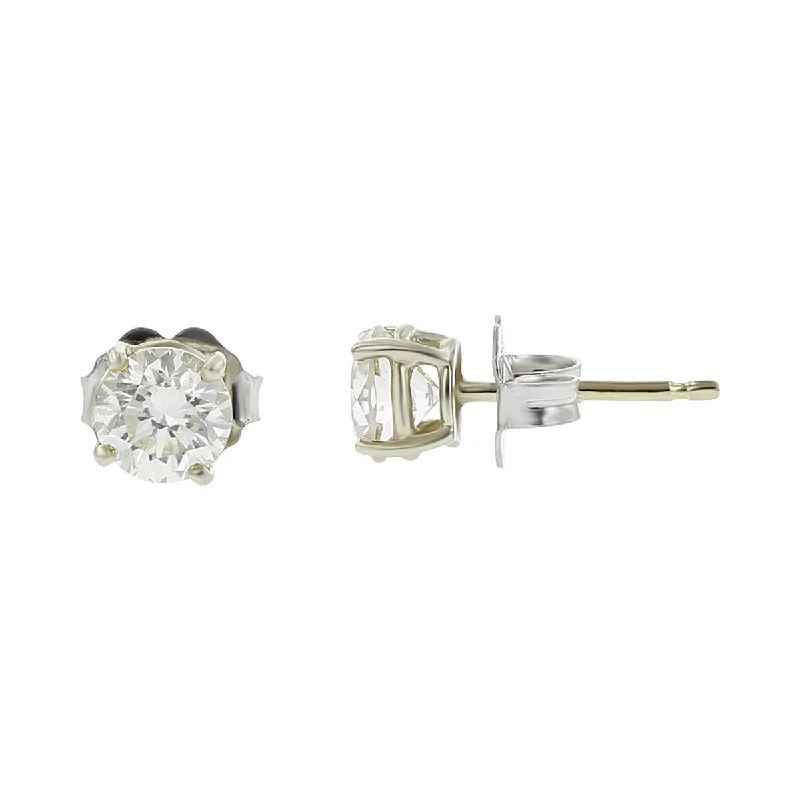 women's large earrings-14K White Gold Diamond Stud Earrings