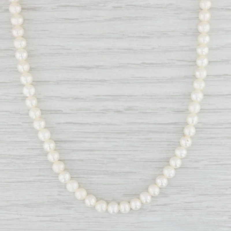 women's heart-shaped necklaces-Cultured Pearl Strand Necklace 14k Gold 18" 5mm