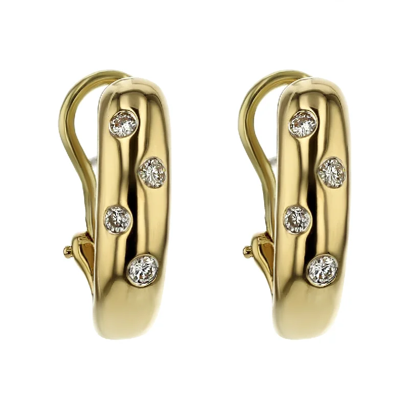 women's drop dangle earrings-14K Yellow Gold Diamond Solid Drop Earrings