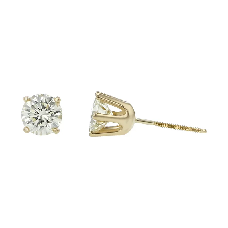 women's charm earrings-14K Yellow Gold Brilliant Diamond Stud Earrings