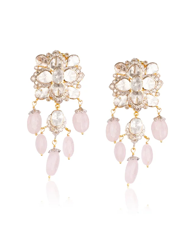 women's statement earrings-Jiyanshi Polki And Diamond Long Earrings