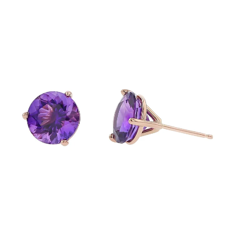 women's charm earrings-14K Rose Gold Amethyst Stud Earrings