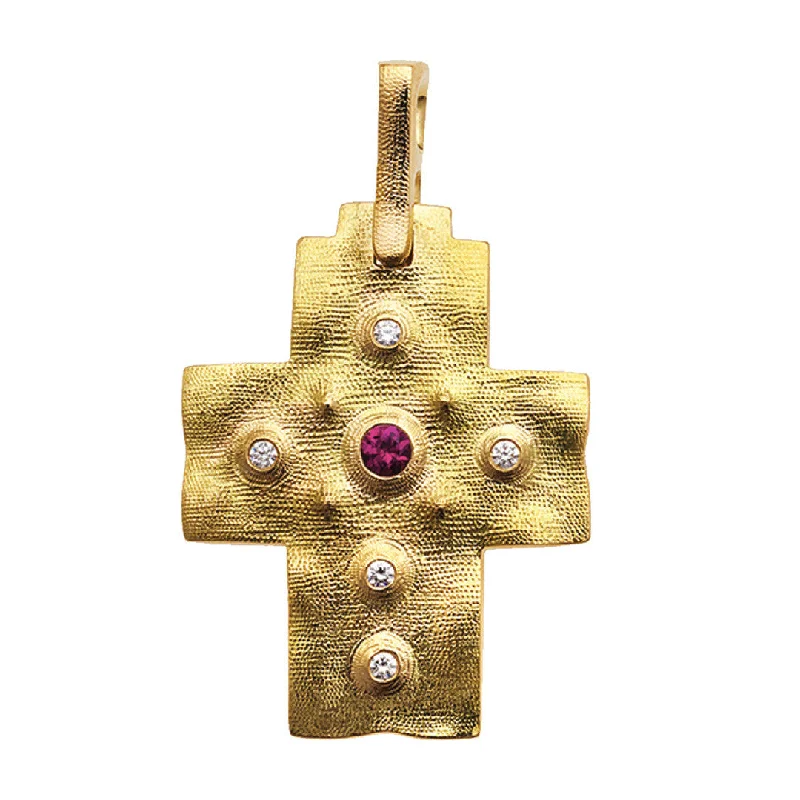 women's trendy necklaces-Alex Sepkus Raised Cross Pendant Necklace - M-100RUBY