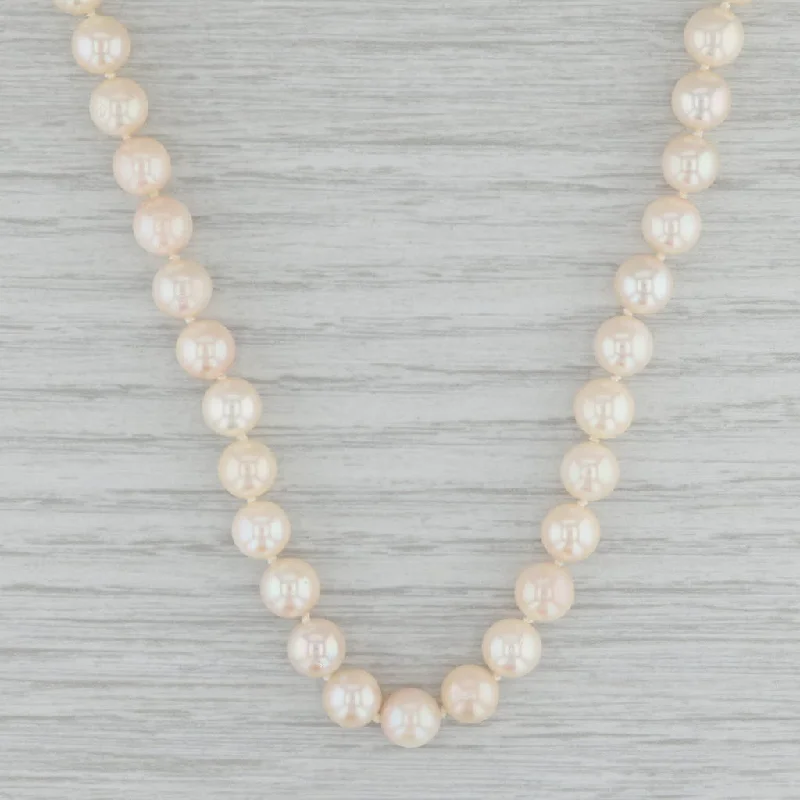 women's zodiac necklaces-Cultured Pearl Strand Necklace 14k Gold 23.5" 6.5-6.7mm