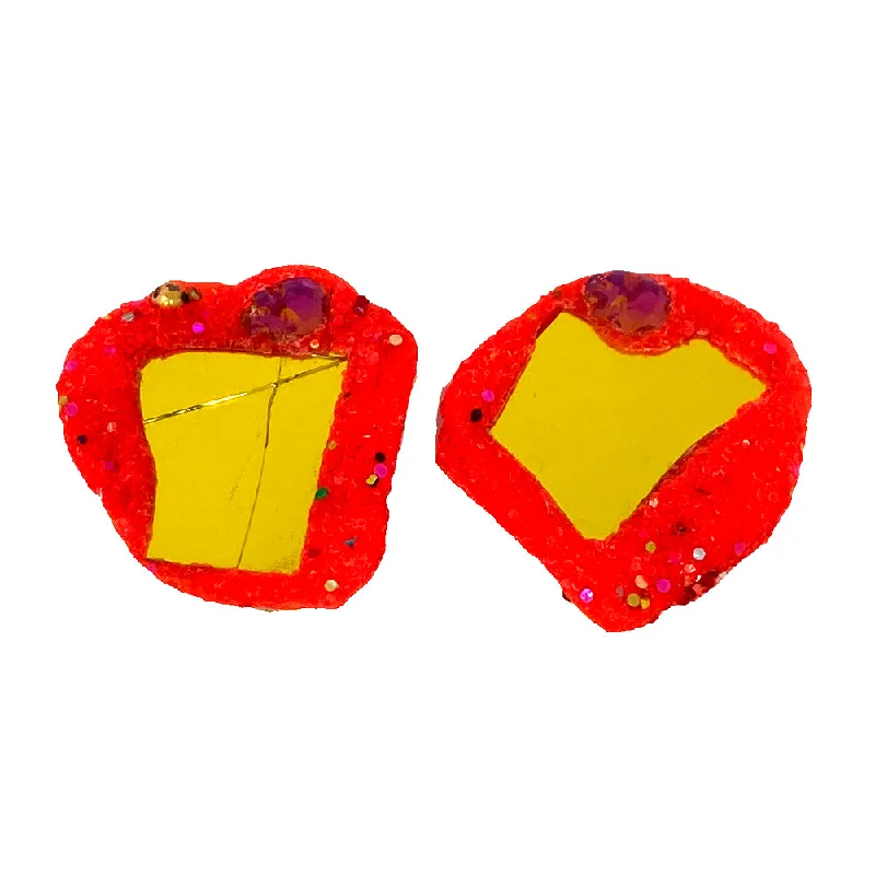 women's diamond earrings-CORAL/YELLOW CLIP-ON EARRINGS