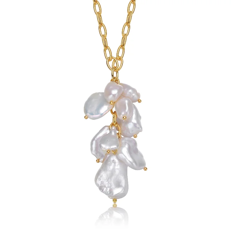 women's anniversary necklaces-Sable Golden Pearl Bunch Necklace