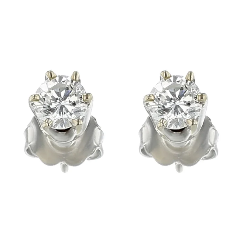 women's cubic zirconia earrings-14K Gold Round Brilliant Diamond Stud Earrings