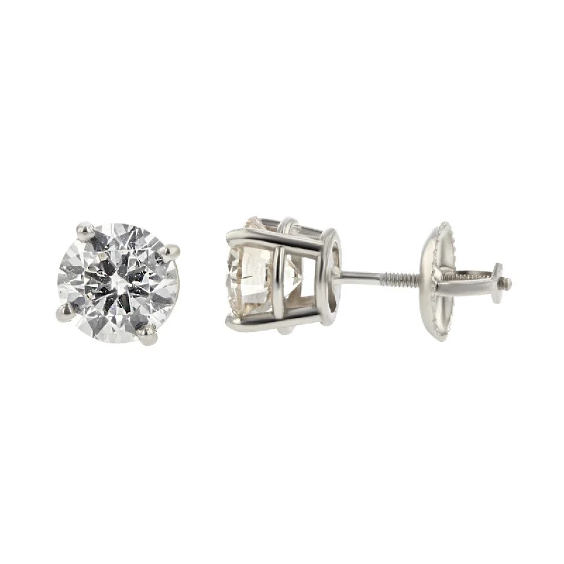 women's drop dangle earrings-14K Gold Diamond Stud Earrings with Screw Backs