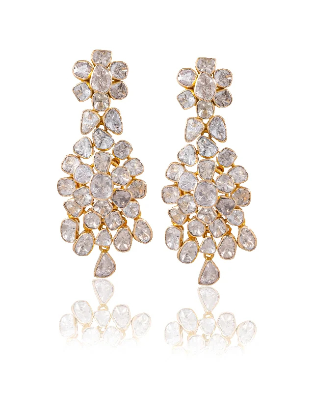 women's luxury earrings-Siddhi Polki Long Earrings