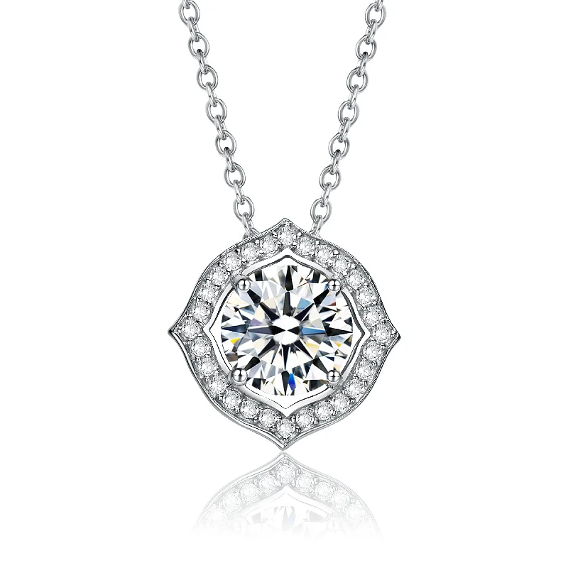 women's art deco necklaces-Théa Lab Created Moissanite Retro Pendant Necklace