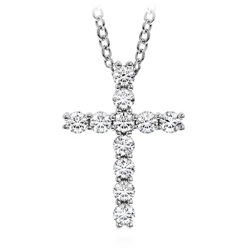 women's fashion statement necklaces-Hearts On Fire Whimsical Cross Pendant Necklace