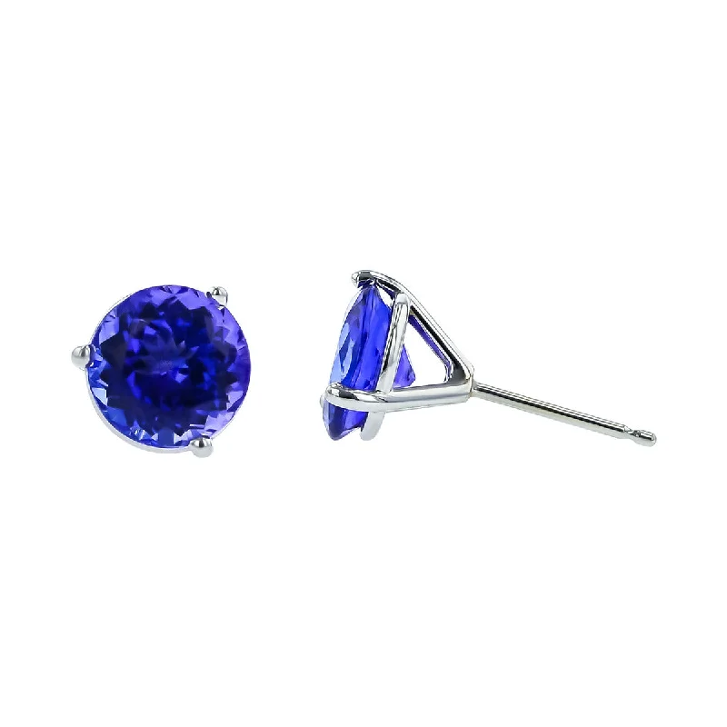 women's luxury stud earrings-14K White Gold 4.28-Carat Tanzanite Stud Earrings