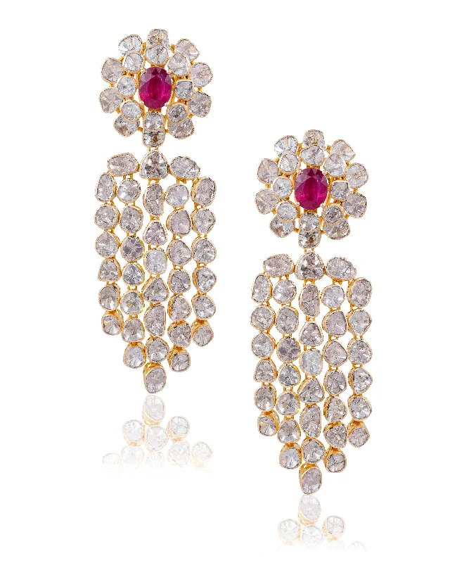 women's ear cuffs-Pranali Polki Long Earrings