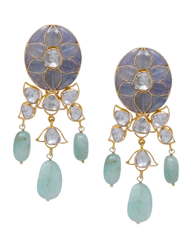 women's unique earrings-Bhavna Polki Long Earrings