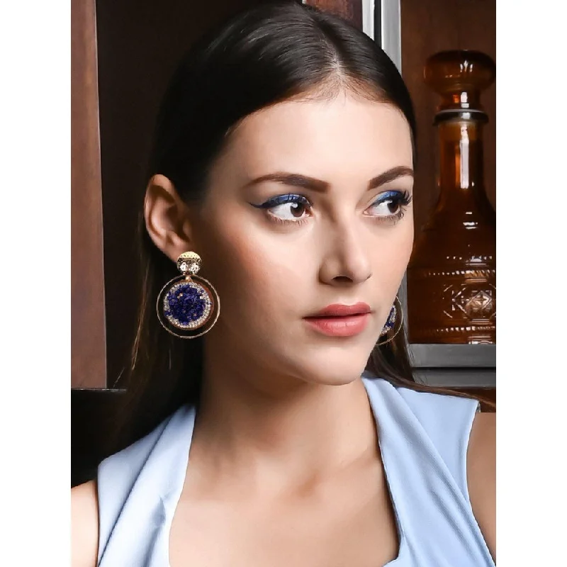 women's custom earrings-Odette Women Blue Metal Earrings