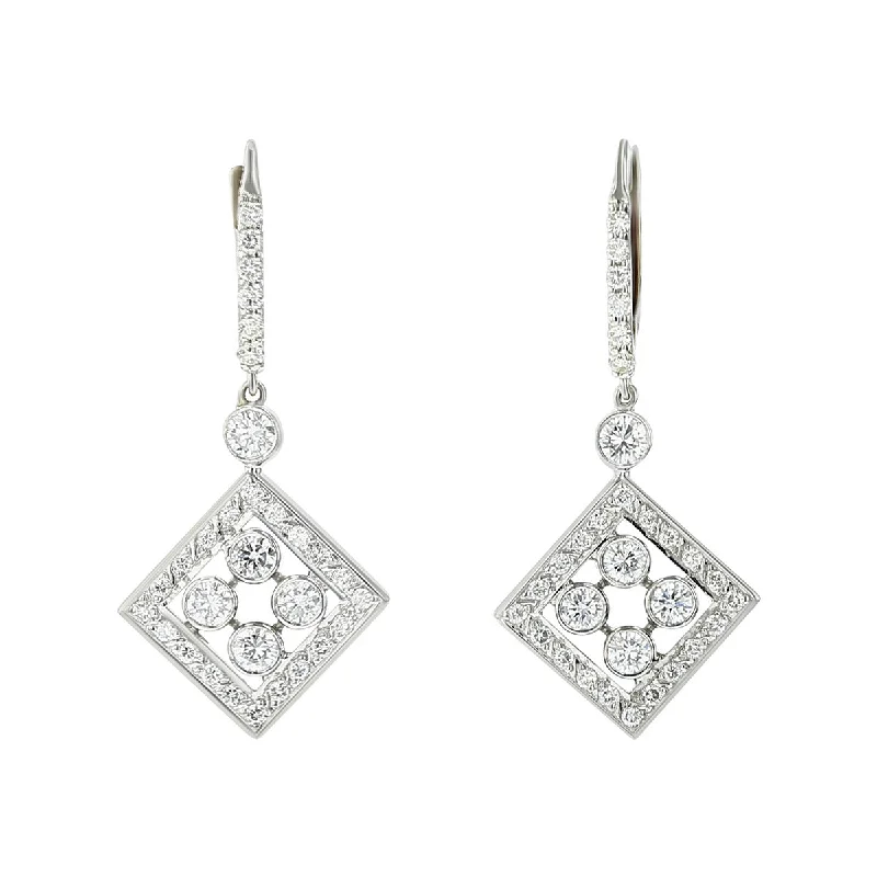 women's mixed metal earrings-1.85-Carat Diamond 14K White Gold Drop Earrings