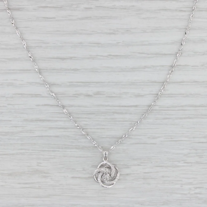 women's choker necklaces-Diamond Swirl Pendant Necklace 10k White Gold 19.75" Singapore Chain