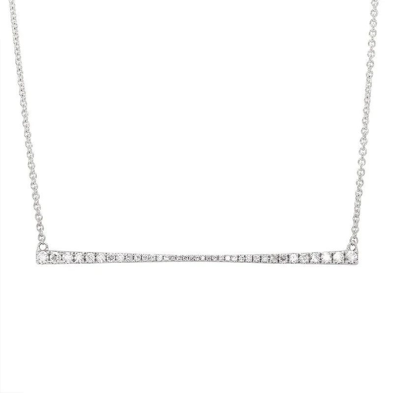 women's symbolic necklaces-WHITE GOLD BAR NECKLACE WITH DIAMONDS, .37 CT TW