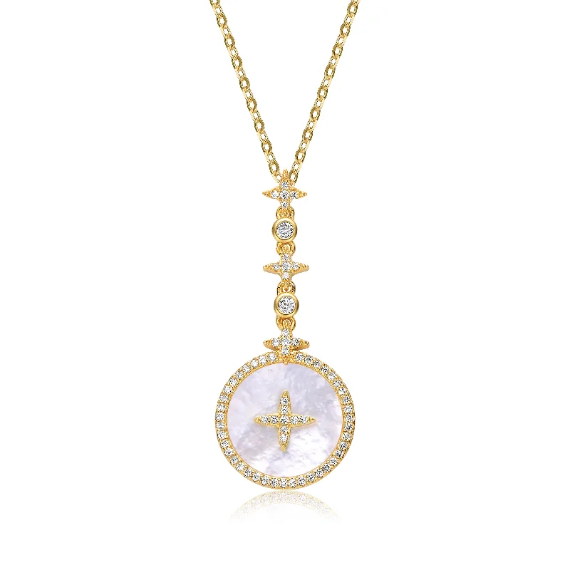 women's symbolic necklaces-Coralie Opal Compass Pendant Necklace