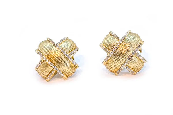 women's elegant stud earrings-Gold & Diamond X Earrings