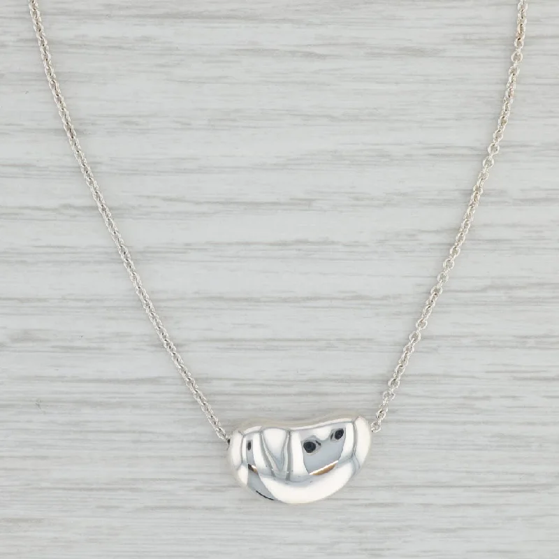 women's diamond pendant necklaces-Tiffany & Co Peretti Bead Pendant Necklace Sterling Silver 18" Cable Chain