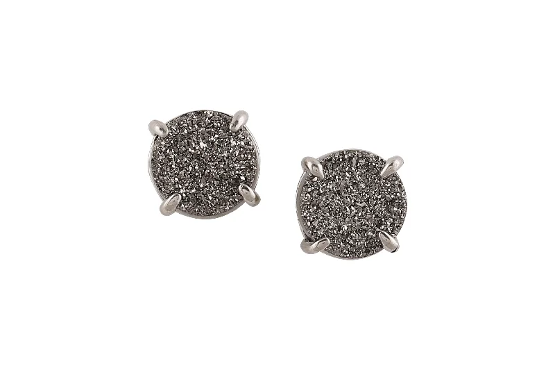 women's floral hoop earrings-5 Way Druzy Earrings Studs Silver