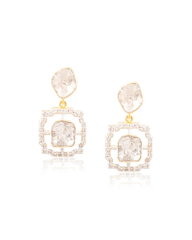 women's hoop earrings for women-Hardika Polki And Diamond Long Earrings